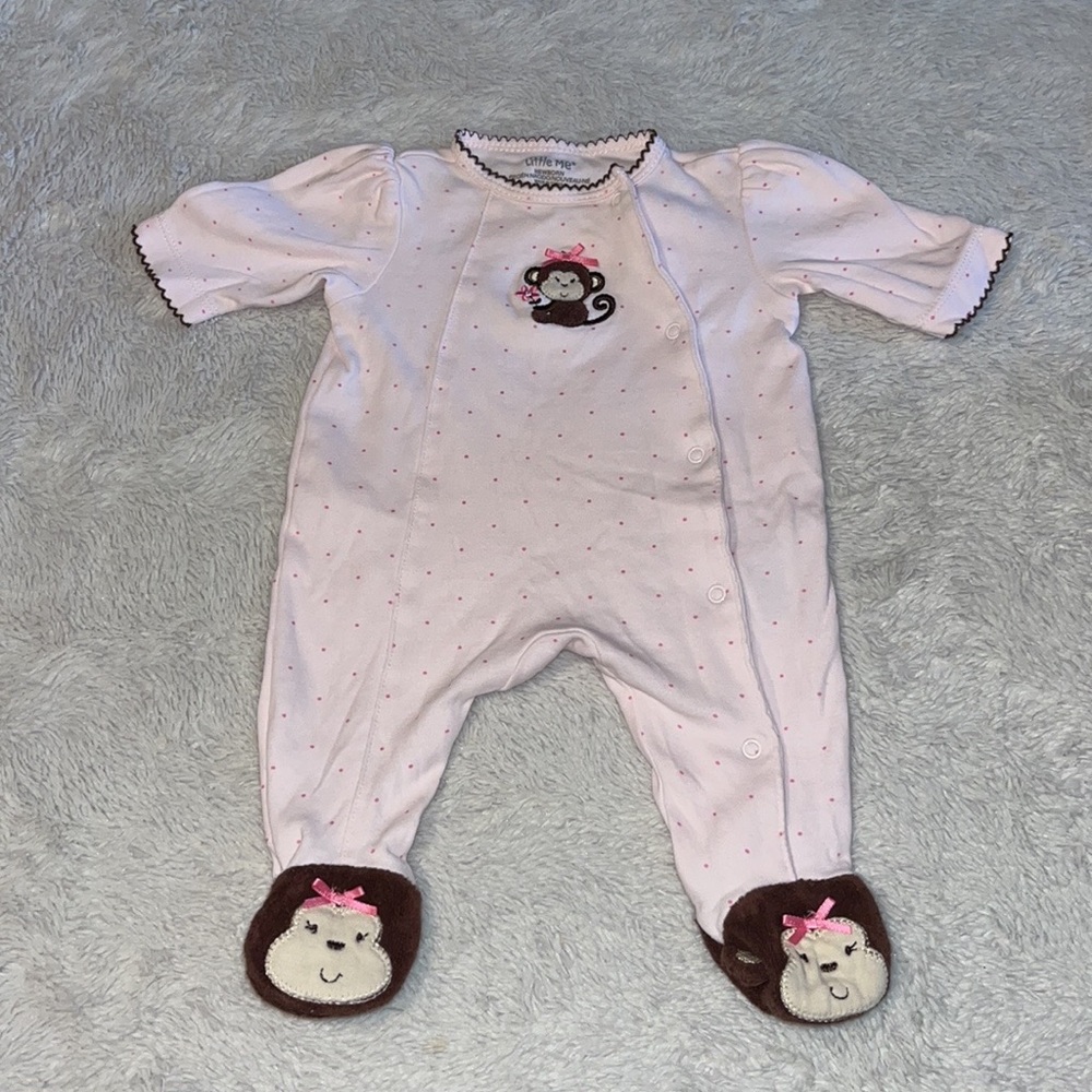 little me footie/ sleeper snap up monkey